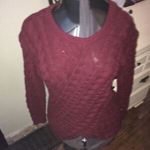 Nasty Gal high low maroon chunky fisherman sweater